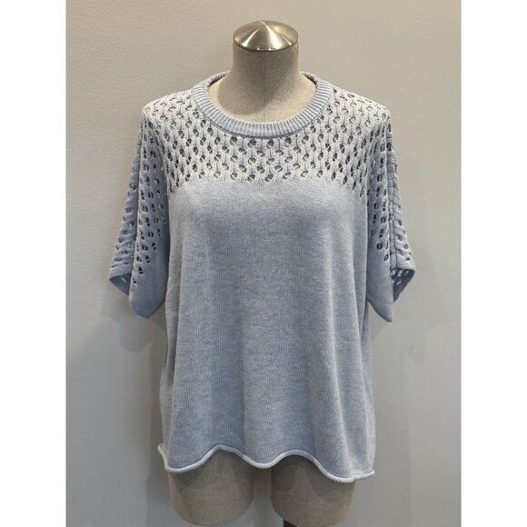 Fate NWT Half Sleeve Net Sweater in Baby Blue Size M - Picture 1 of 4